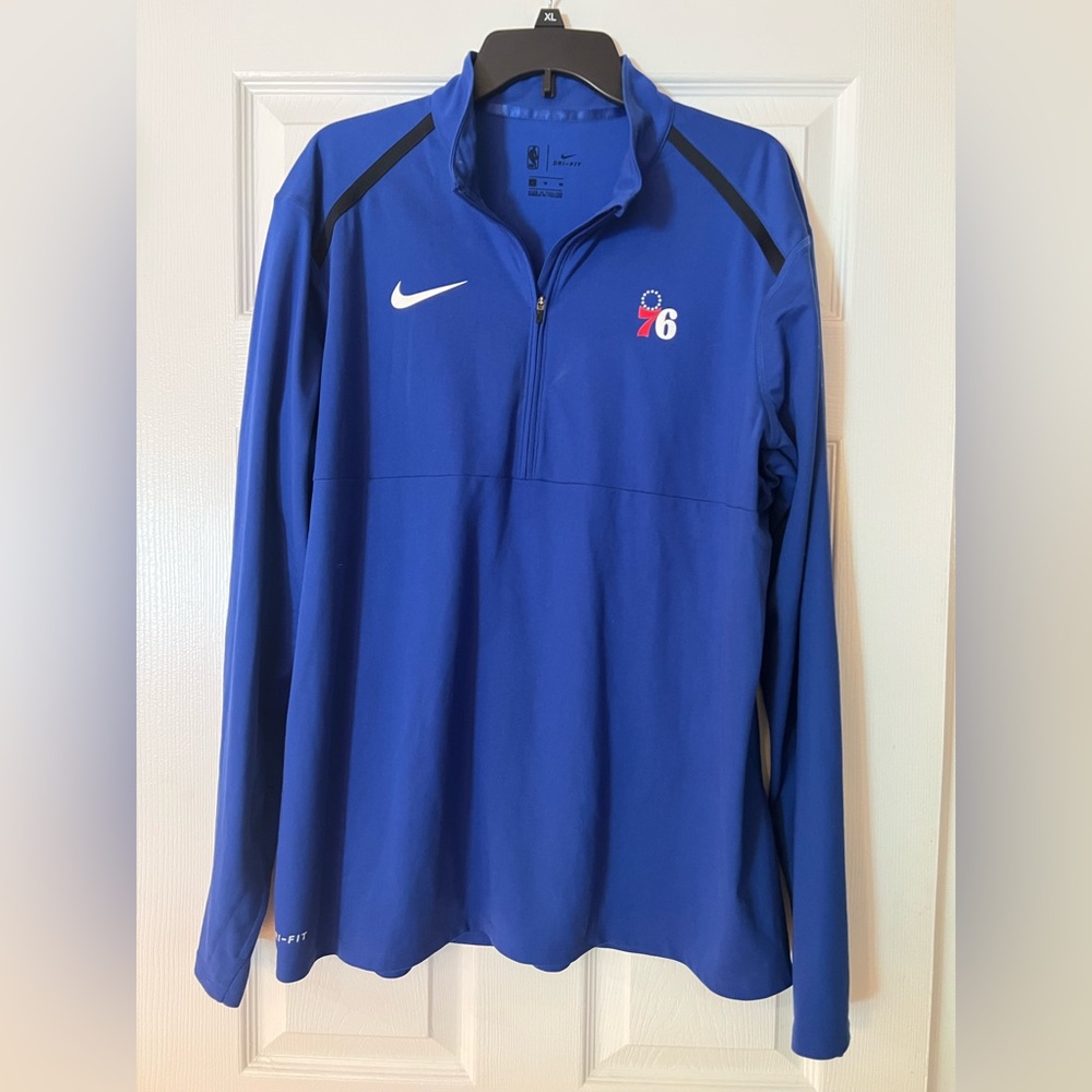 Nike Royal Blue 76ers Half-Zip Pullover